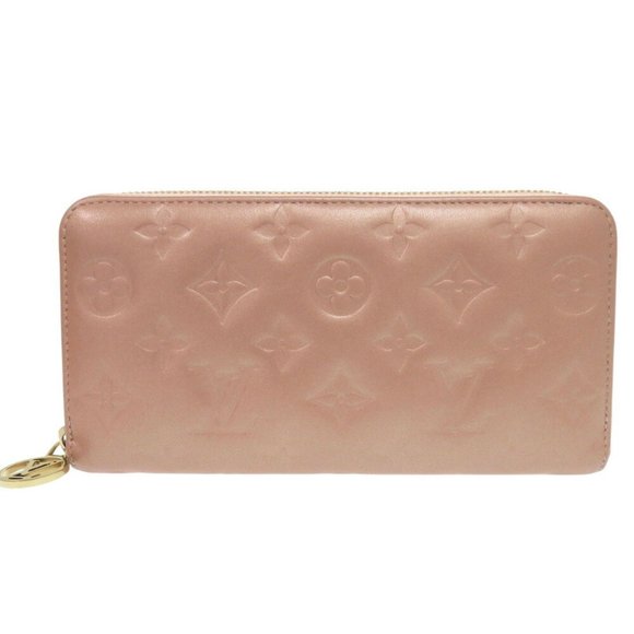 LOUIS VUITTON Accessories - Louis Vuitton Monogram Embossed M81708 Lambskin Rose Gold Long Wallet Pink LV...